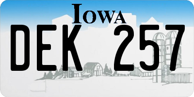 IA license plate DEK257