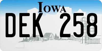IA license plate DEK258
