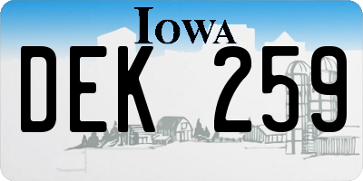 IA license plate DEK259