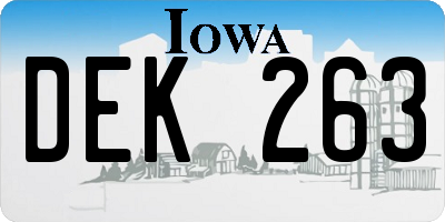 IA license plate DEK263