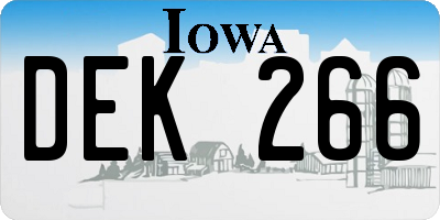 IA license plate DEK266