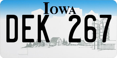 IA license plate DEK267