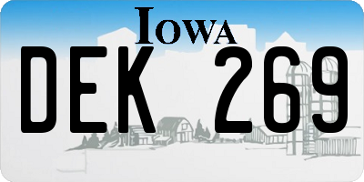 IA license plate DEK269