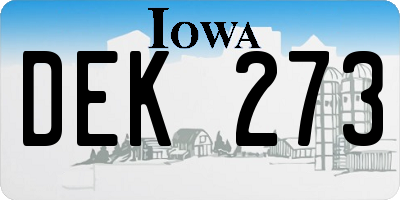 IA license plate DEK273