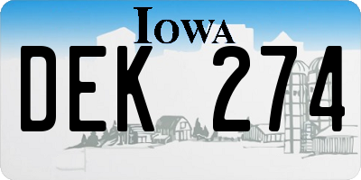 IA license plate DEK274