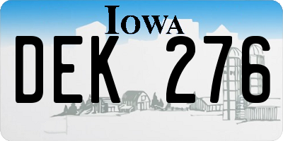 IA license plate DEK276