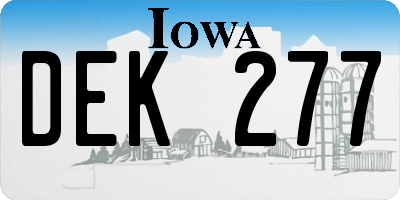 IA license plate DEK277