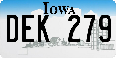 IA license plate DEK279