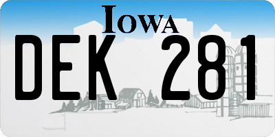IA license plate DEK281