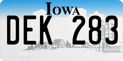 IA license plate DEK283