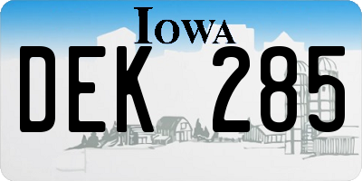 IA license plate DEK285