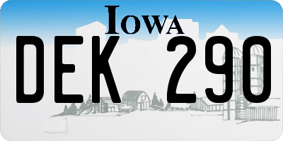 IA license plate DEK290