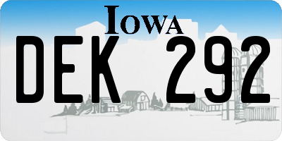 IA license plate DEK292