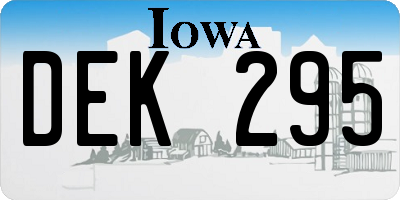 IA license plate DEK295