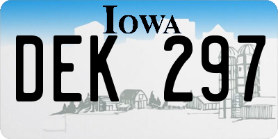 IA license plate DEK297