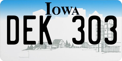 IA license plate DEK303