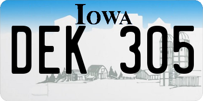 IA license plate DEK305