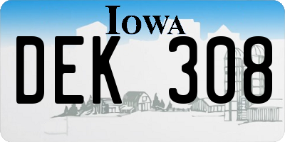 IA license plate DEK308