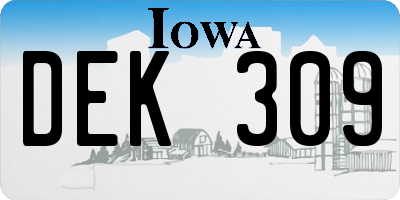 IA license plate DEK309