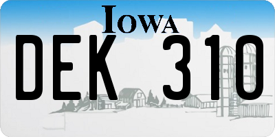 IA license plate DEK310