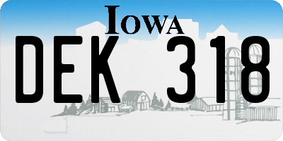 IA license plate DEK318