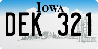 IA license plate DEK321