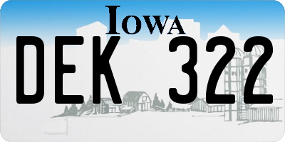 IA license plate DEK322