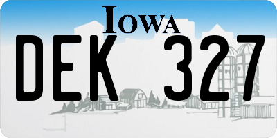 IA license plate DEK327
