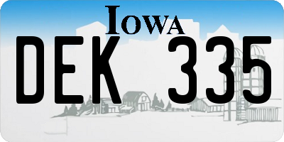 IA license plate DEK335
