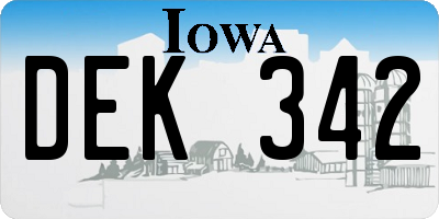IA license plate DEK342