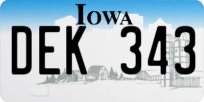 IA license plate DEK343