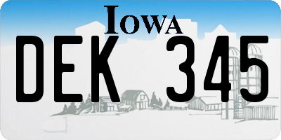 IA license plate DEK345
