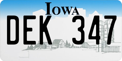 IA license plate DEK347