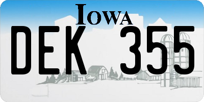 IA license plate DEK355