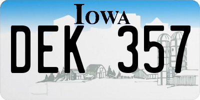 IA license plate DEK357