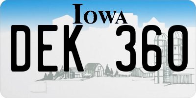 IA license plate DEK360