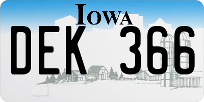 IA license plate DEK366