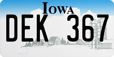 IA license plate DEK367