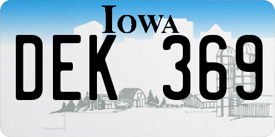 IA license plate DEK369