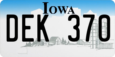 IA license plate DEK370