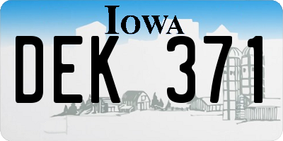IA license plate DEK371