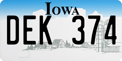 IA license plate DEK374