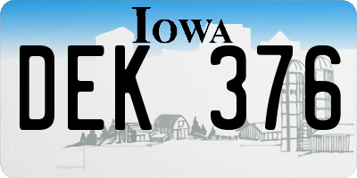 IA license plate DEK376