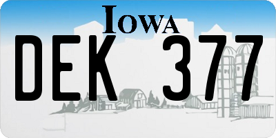 IA license plate DEK377