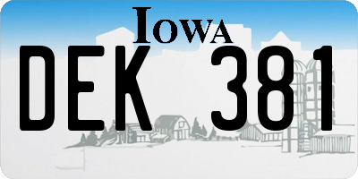 IA license plate DEK381