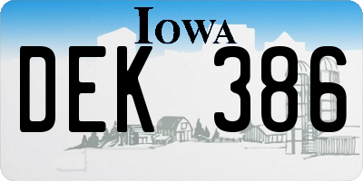 IA license plate DEK386