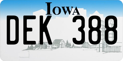 IA license plate DEK388