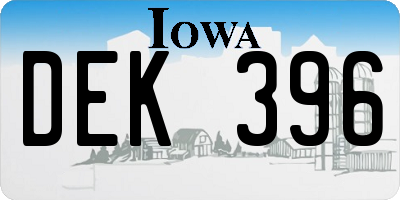 IA license plate DEK396