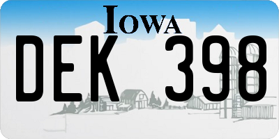 IA license plate DEK398