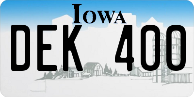 IA license plate DEK400